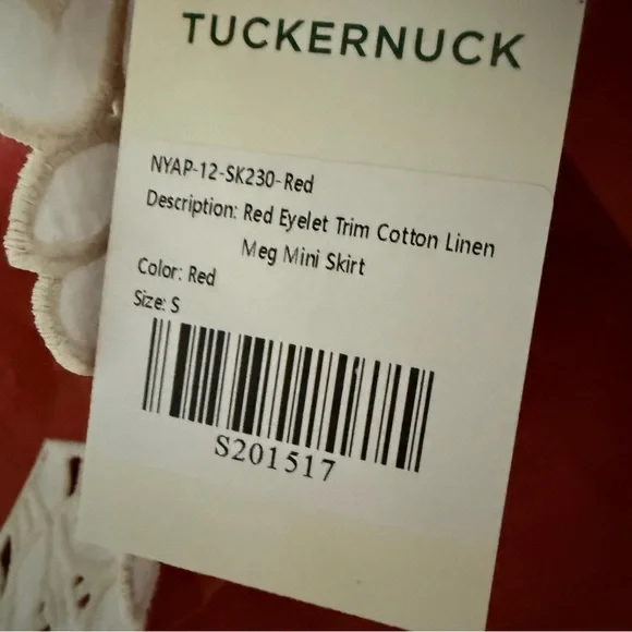 Tuckernuck Meg Mini Skirt Women Size S Red New Cotton Linen Eyelet Trim NYAP-12 - Picture 7 of 10